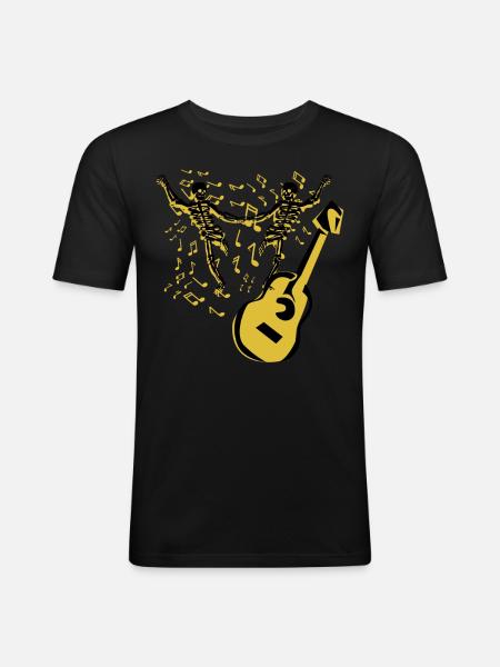 Skeletons Dancing Guitar - Men's Slim Fit T-Shirt - black
