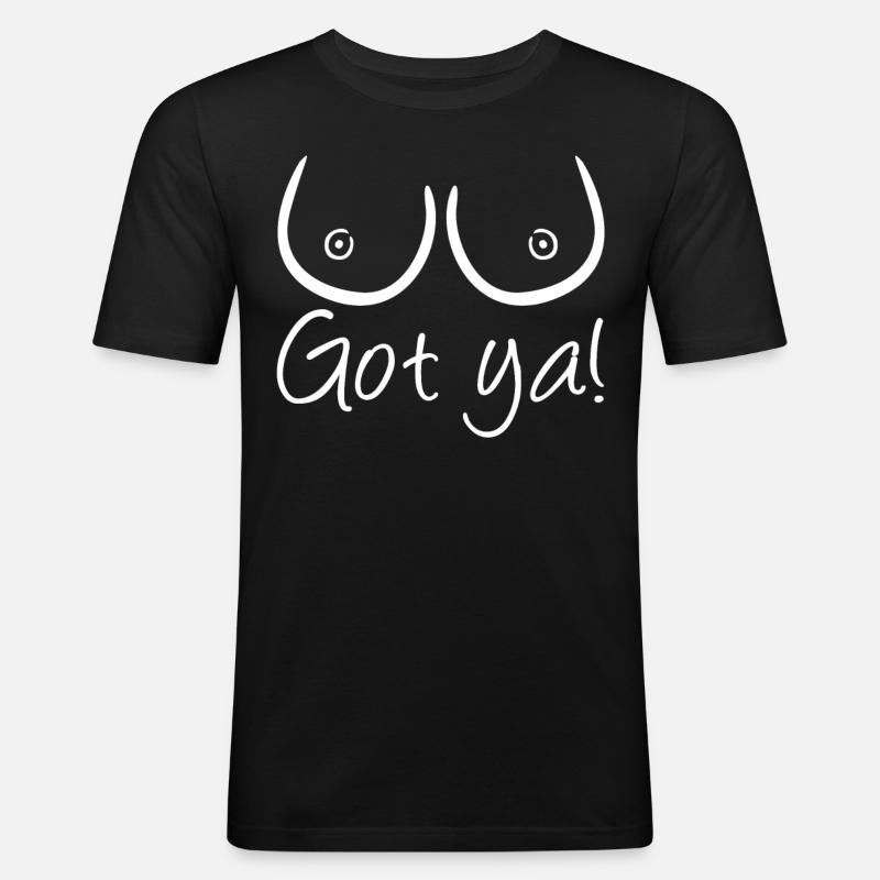 Titten Witz Brust Brüste - Männer Slim Fit T-Shirt - Schwarz