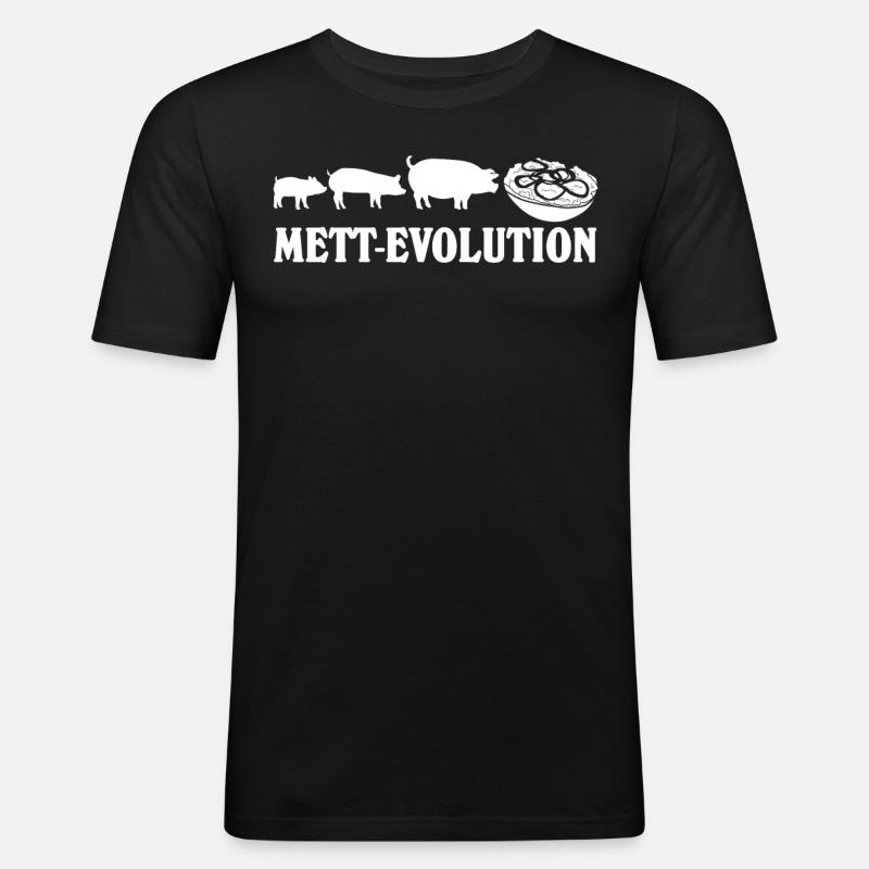 Mettbrötchen Hackfleisch Mett - Männer Slim Fit T-Shirt - Schwarz