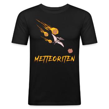 Hackfleisch Mettbällchen Mettbrötchen - Männer Slim Fit T-Shirt - Schwarz - Vorne - Nik (191cm)
