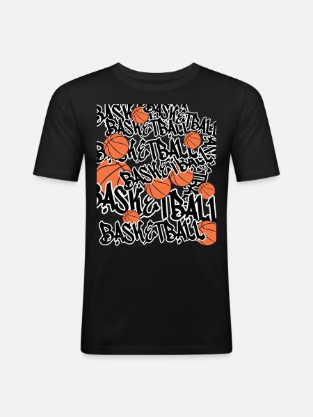 Basketball Basketballs - Men's Slim Fit T-Shirt - black