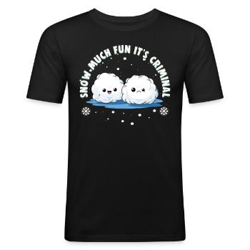 Snowball Fight Crew - Snow much fun it’s criminal - T-shirt près du corps Homme - noir - Devant - Nik (191cm)
