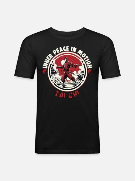 Tai Chi Design Inre fred i rörelse Taijiquan - Slim Fit T-shirt herr - svart