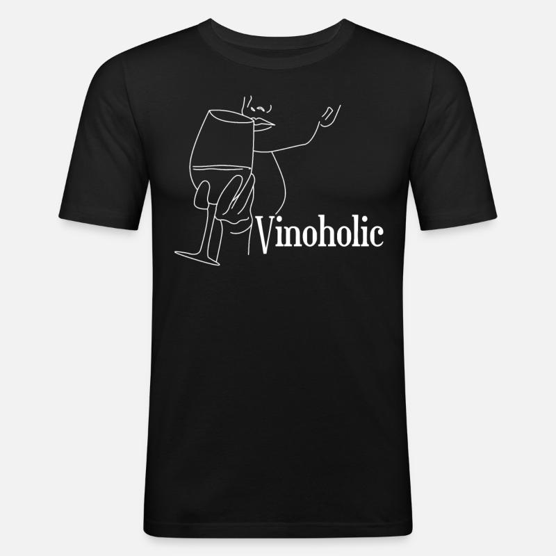 Vino Weintrinker Wein - Männer Slim Fit T-Shirt - Schwarz