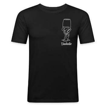 Wein - Männer Slim Fit T-Shirt - Schwarz - Vorne - Nik (191cm)