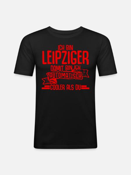 Leipzig cooler Leipziger - Männer Slim Fit T-Shirt - Schwarz