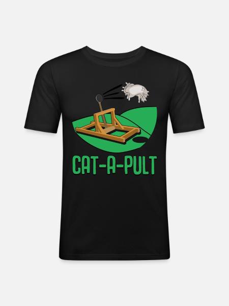 Drôle de chat - T-shirt près du corps Homme - noir