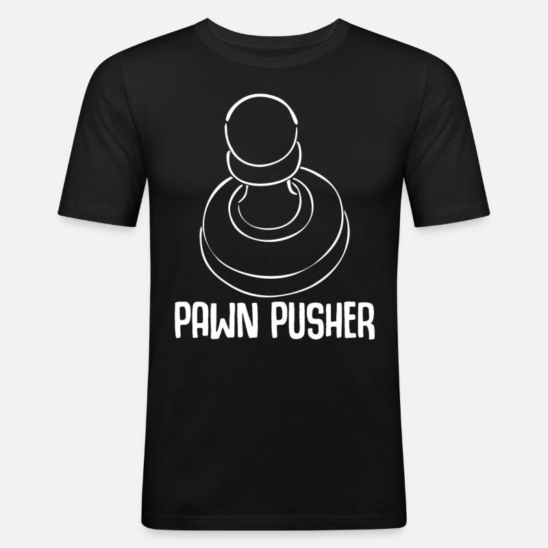 Chess Pawn Pushing Pawns - Männer Slim Fit T-Shirt - Schwarz