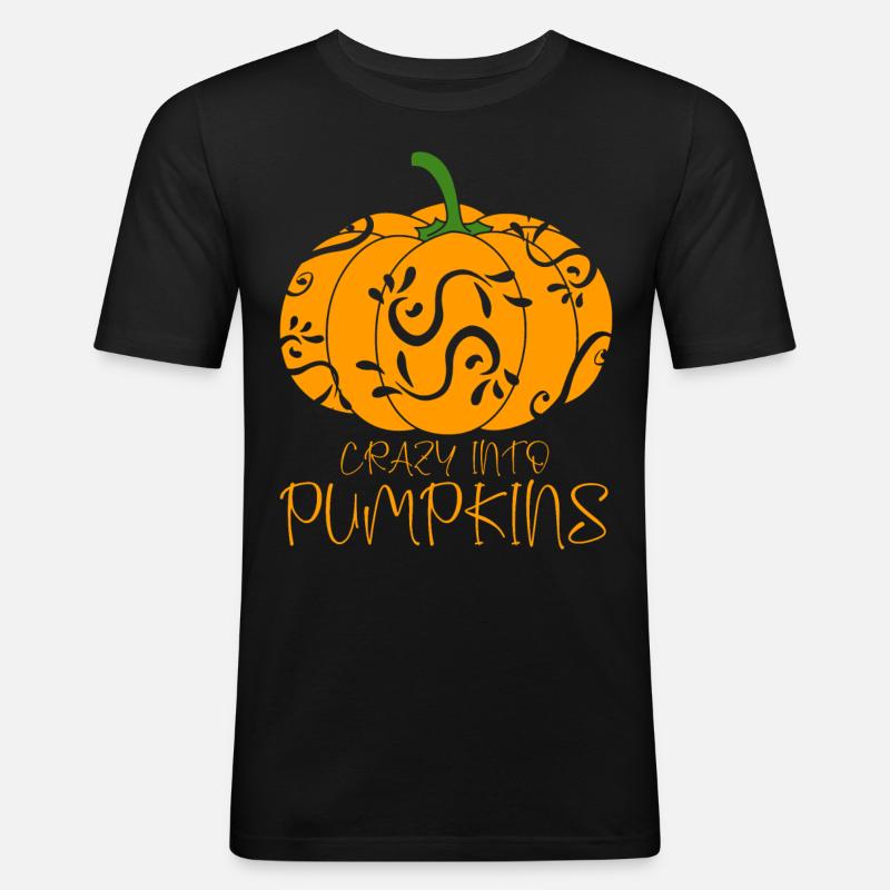 Crazy into Pumpkins - Männer Slim Fit T-Shirt - Schwarz