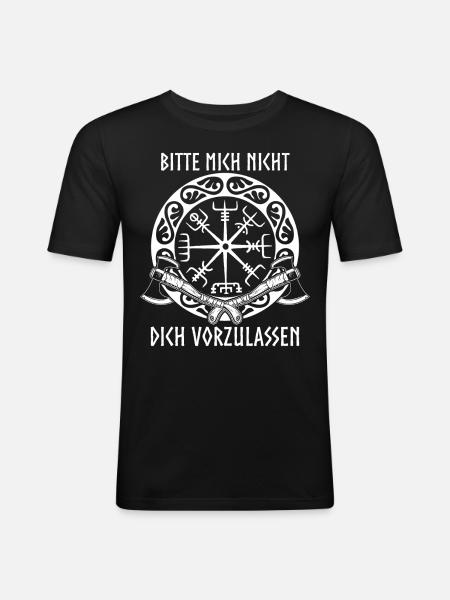 Warteschlange Vordrängeln Vordrängler - Männer Slim Fit T-Shirt - Schwarz