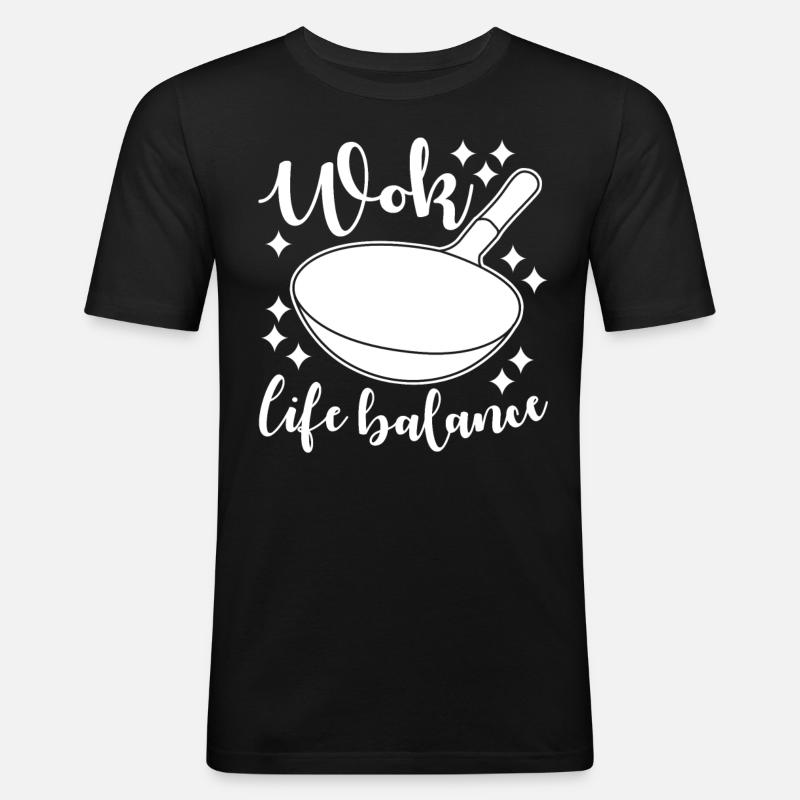 Poêle de cuisson wok - T-shirt près du corps Homme - noir