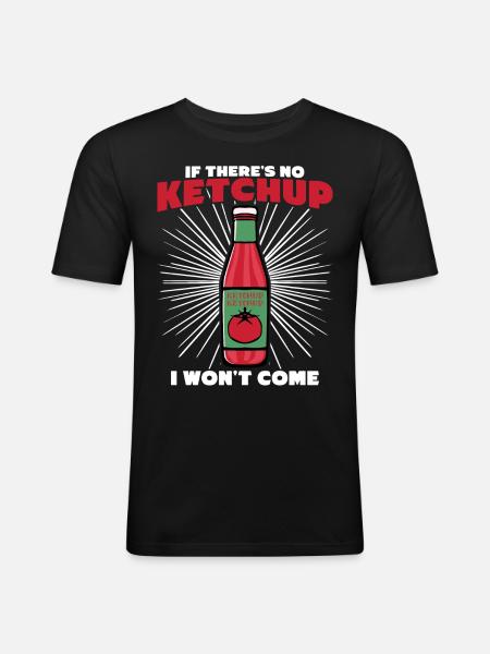Tomato Ketchup with Tomatos - Männer Slim Fit T-Shirt - Schwarz