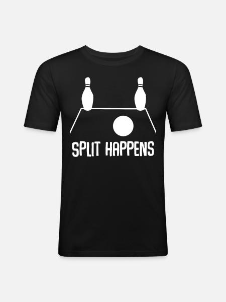 Bowling Ball Split Bowling Pins - Männer Slim Fit T-Shirt - Schwarz