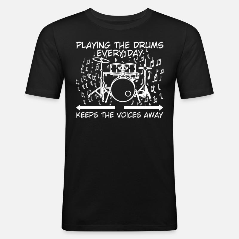 Drummer Drumsticks Drum Drumset Drums - Männer Slim Fit T-Shirt - Schwarz