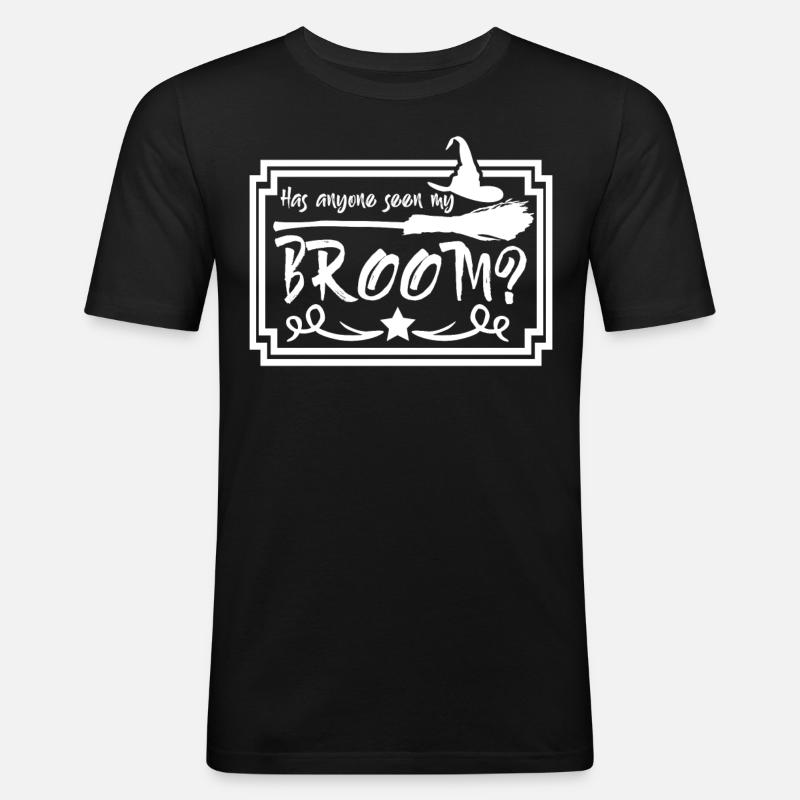 Witchcraft Witch's Broom Halloween Witch - Männer Slim Fit T-Shirt - Schwarz
