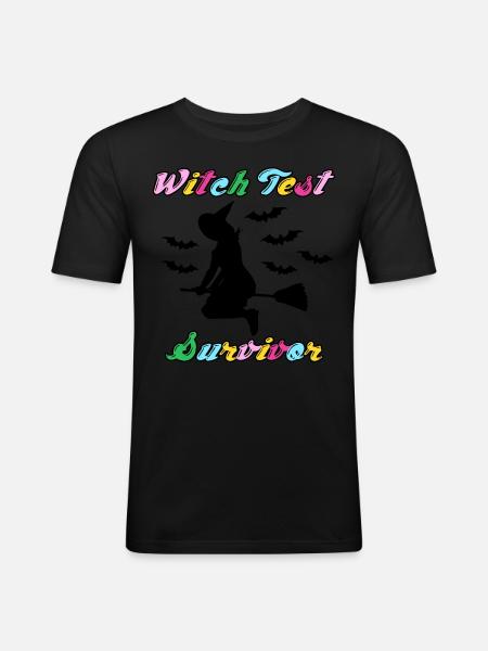 Witch Test Witchcraft Witch's Broom - Men's Slim Fit T-Shirt - black