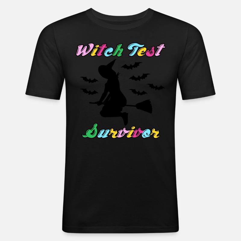 Witch Test Witchcraft Witch's Broom - Männer Slim Fit T-Shirt - Schwarz