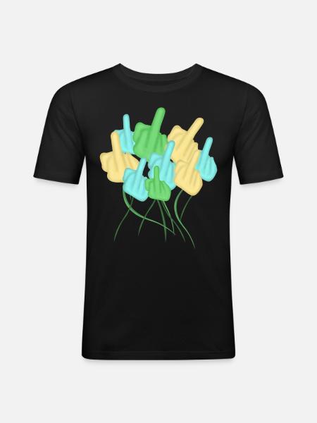 Middle Finger Flower Misanthrope - Men's Slim Fit T-Shirt - black