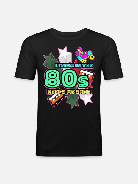 1980's 80s Retro - Men's Slim Fit T-Shirt - black