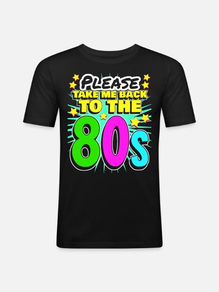 80s 1980's Party Retro - Men's Slim Fit T-Shirt - black