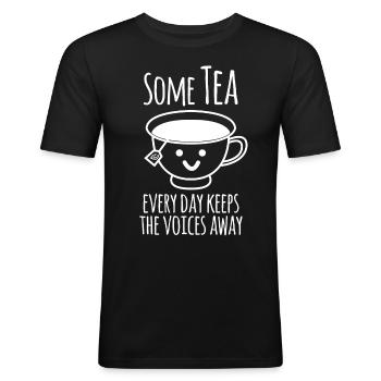 Tasse à thé Théière Sachet de thé - T-shirt près du corps Homme - noir - Devant - Nik (191cm)