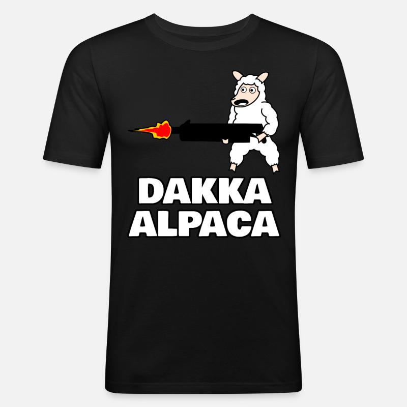 Dakka Alpaca - Männer Slim Fit T-Shirt - Schwarz