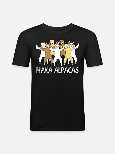 Haka Alpacas - Männer Slim Fit T-Shirt - Schwarz