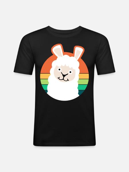 Alpacas Retro Alpaca - Men's Slim Fit T-Shirt - black