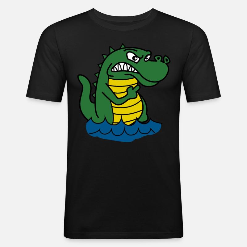 Alligators Grumpy Alligator - Männer Slim Fit T-Shirt - Schwarz