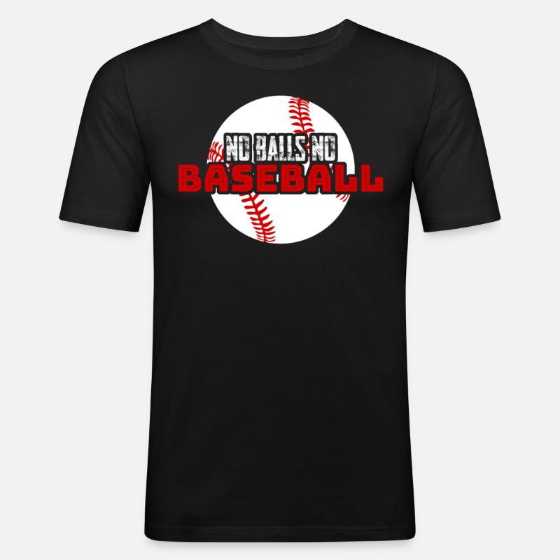 Baseball - Männer Slim Fit T-Shirt - Schwarz