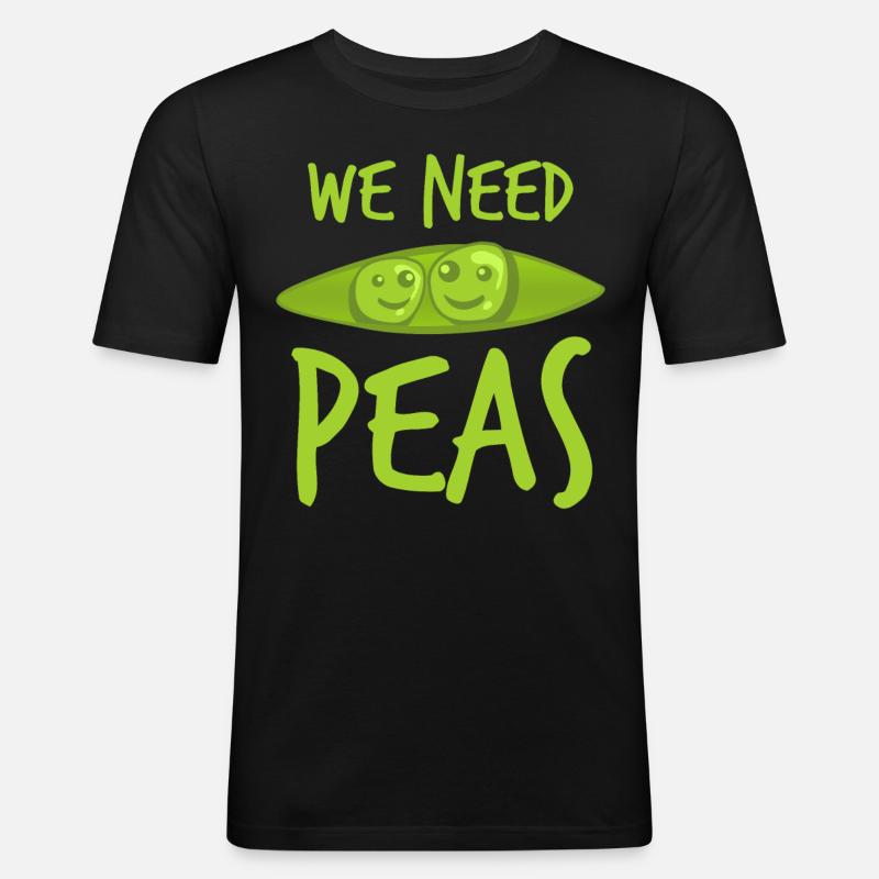 Pea Vegetarian Vegan Peas - Männer Slim Fit T-Shirt - Schwarz