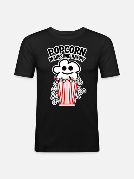 Happy Popcorn - Men's Slim Fit T-Shirt - black