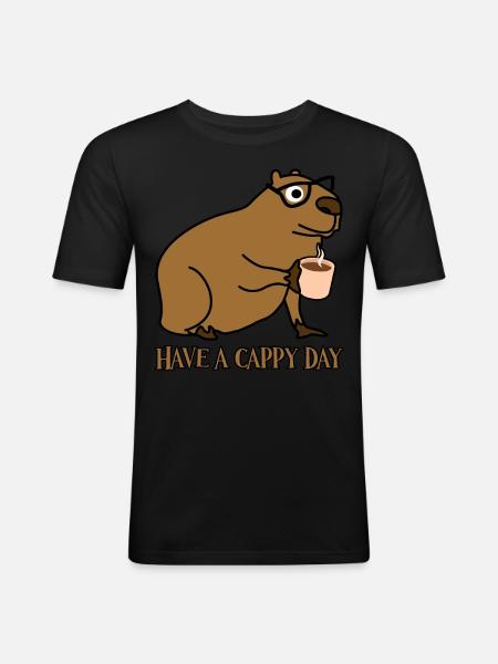 Capybara Coffee Nerd Capybaras - Men's Slim Fit T-Shirt - black
