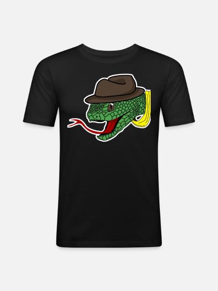 Snake with Cap Reptiles Snakes - Men's Slim Fit T-Shirt - black
