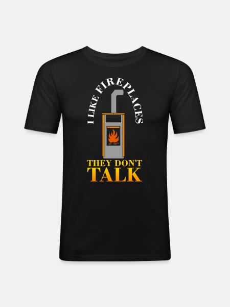 Stove Firewood Joke Fireplace - Men's Slim Fit T-Shirt - black