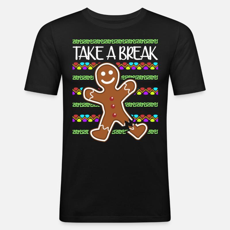 Gingerbread Man Baking - Männer Slim Fit T-Shirt - Schwarz
