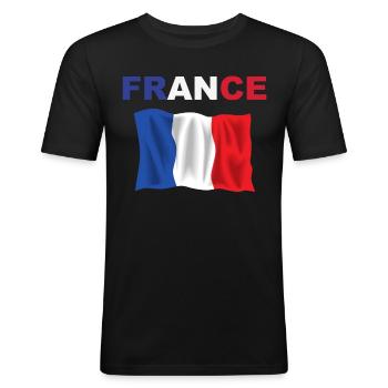 Maillot France 2024 - Drapeau Français - T-shirt près du corps Homme - noir - Devant - Nik (191cm)