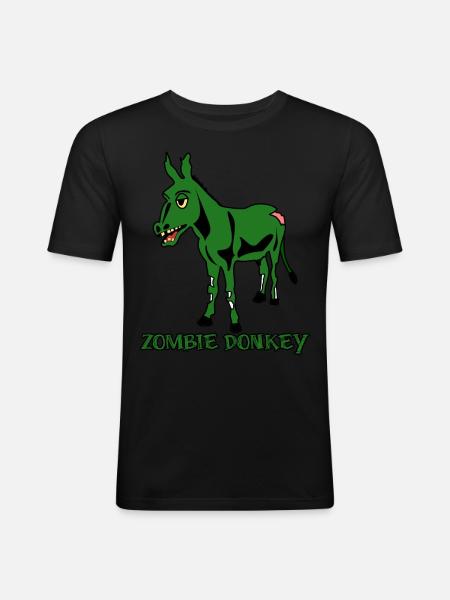 Zombie Donkey - Männer Slim Fit T-Shirt - Schwarz