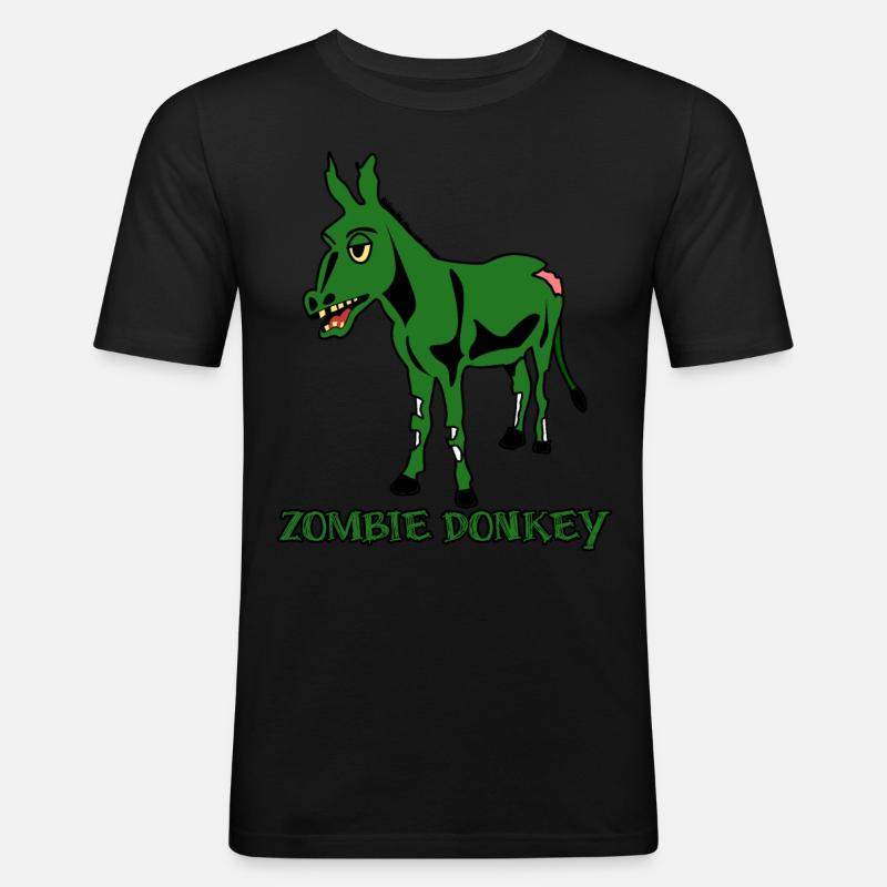 Zombie Donkey - Männer Slim Fit T-Shirt - Schwarz