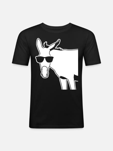 Donkey with Sunglasses Donkeys - Männer Slim Fit T-Shirt - Schwarz