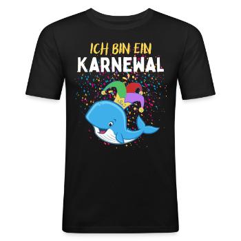 Karnewal - Lustiges Karneval Fasnacht Fasching - Men's Slim Fit T-Shirt - black - Front - Nik (191cm)