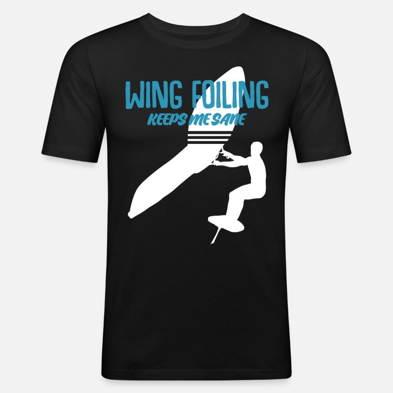 Wing Foil Aile Surf Aile - T-shirt près du corps Homme - noir