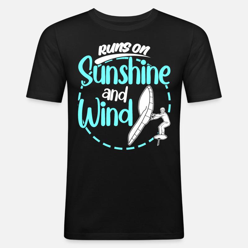 Winging Wing Foiling Wing Surfing - Männer Slim Fit T-Shirt - Schwarz