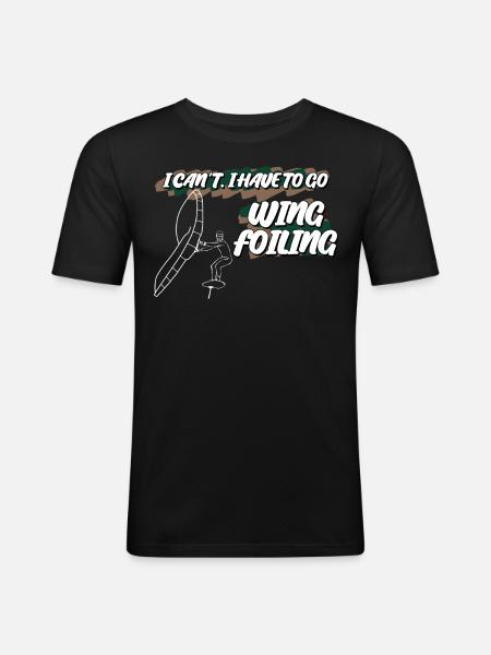 Wing Foiling Winging Wingsurfing - Men's Slim Fit T-Shirt - black