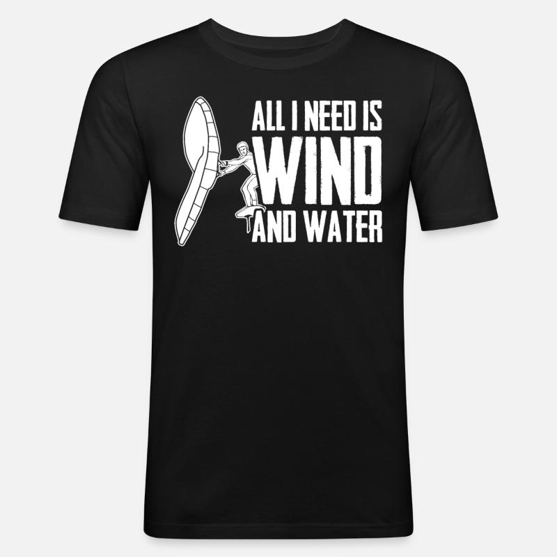 Winging Wingsurfing Wing Foiling - Men's Slim Fit T-Shirt - black
