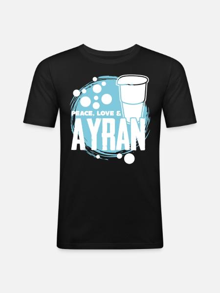 Peace, love and Ayran - Men's Slim Fit T-Shirt - black