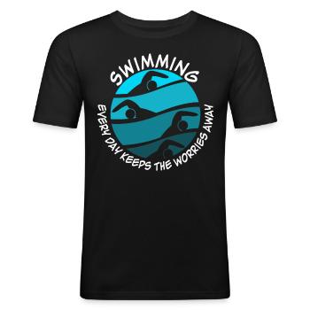 Nageur Piscine Triathlon - T-shirt près du corps Homme - noir - Devant - Nik (191cm)