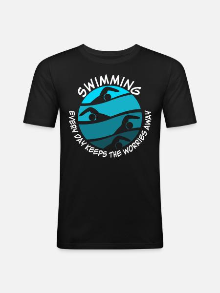 Swimmer Swimming Pool Triathlon - Men's Slim Fit T-Shirt - black