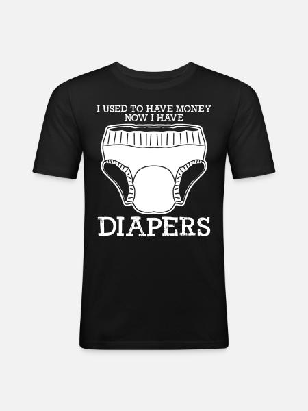 Couches Bébé Bébés - T-shirt près du corps Homme - noir