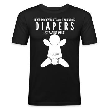 Parents Baby Diapers Pregnancy - Men's Slim Fit T-Shirt - black - Front - Nik (191cm)